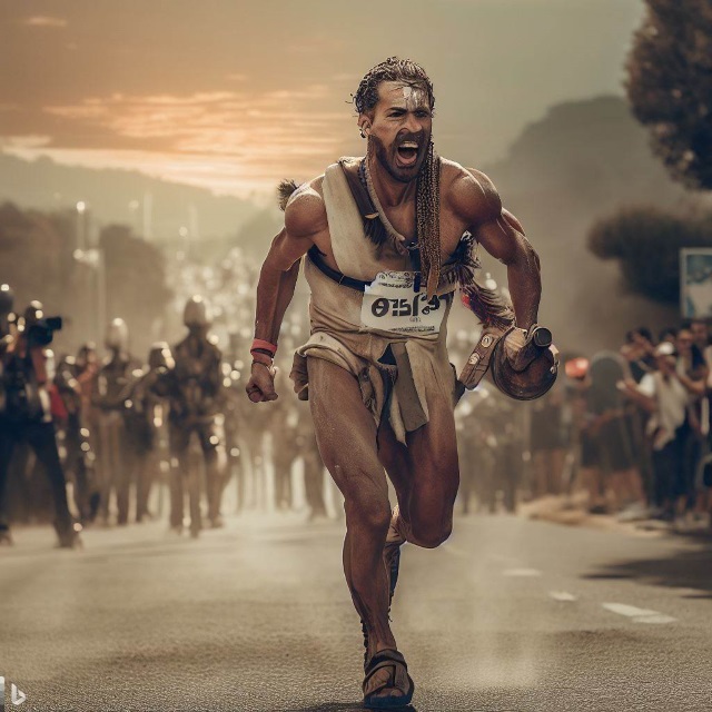 Pheidippides luft nach der Schlacht von Marathon von Marathon nach Athen